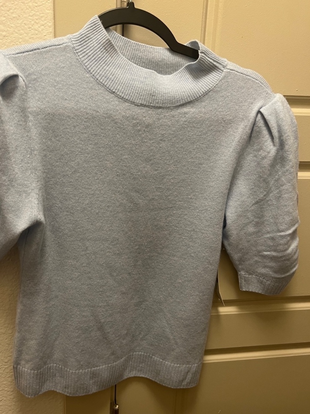 Anthropologie Powder Blue Puff-Sleeve Knit Top - Picture 4 of 6